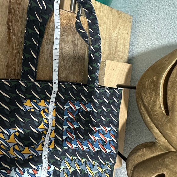 Tory Burch Printed Canvas Tote 84587 Curly Ribbon EUC - Picture 5 of 5